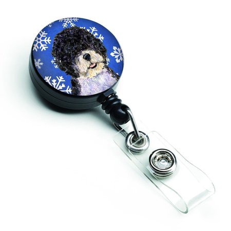 TEACHERS AID Portuguese Water Dog Winter Snowflakes Holiday Retractable Badge Reel TE755302